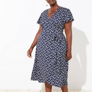 NEW Loft Plus Navy Floral Wrap Dress